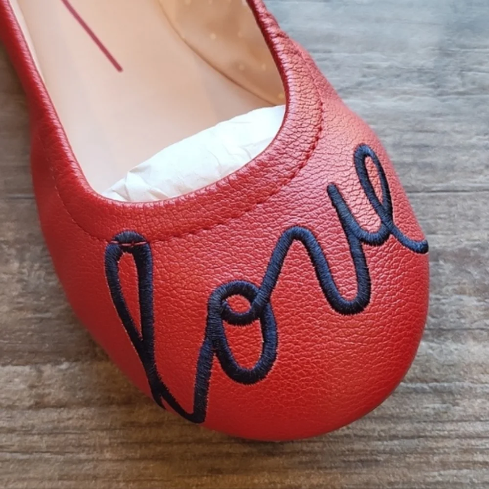 Kids Red Love Flats NWOT